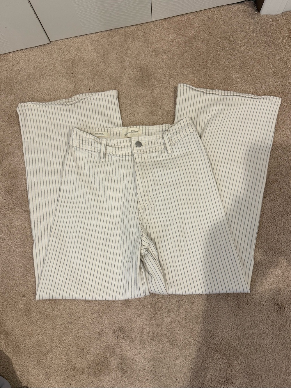 Universal Thread White Pinstripe Wide Leg Jeans